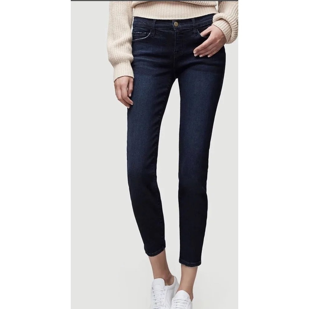 Frame Le Skinny de Jeanne Crop Lauretta Wash Dark Wash Jeans Denim Size 29